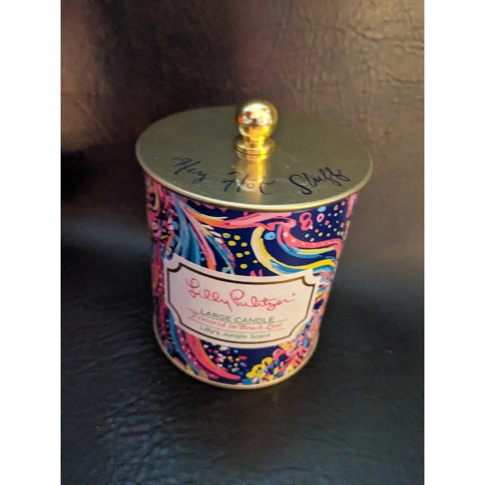 Lilly Pulitzer Beach Loot Large Candle Lilly s Jungle Scent Lidded Soy Blend NEW